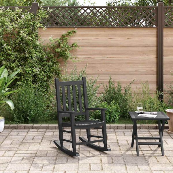 vidaXL Люлеещ се стол за деца, черен, масивна топола