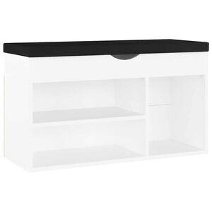 vidaXL Пейка за обувки с възглавница бяла 80x30x47 см инженерно дърво