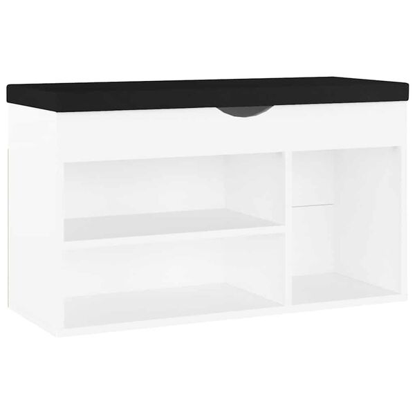 vidaXL Пейка за обувки с възглавница бяла 80x30x47 см инженерно дърво