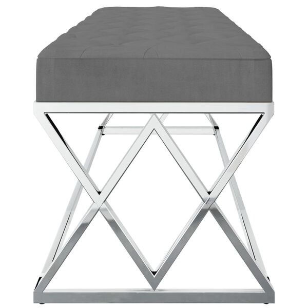 vidaXL Пейка, тъмносива, кадифе и неръждаема стомана