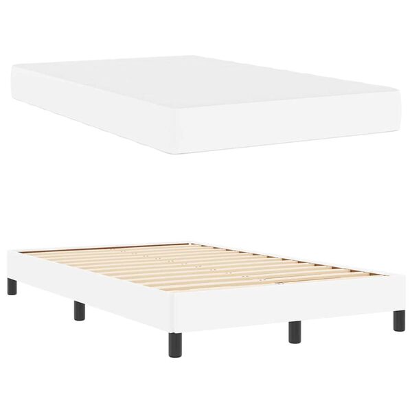 vidaXL Рамка за легло с матрак Чисто бяло 120 x 190 cm текстил