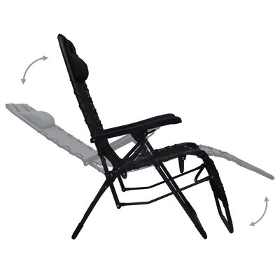 vidaXL Сгъваеми столове тип шезлонг, 2 бр, черни, textilene
