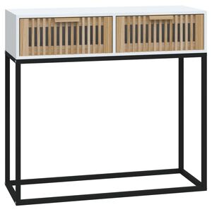 vidaXL Конзолна маса, бяла, 80x30x75 см, инженерно дърво и желязо