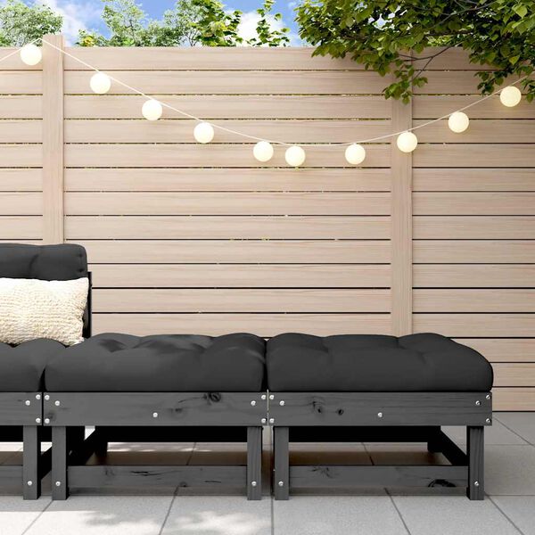 vidaXL Градински табуретки с възглавници 2 бр сиви борово дърво масив