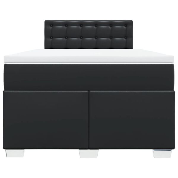 vidaXL Боксспринг легло с матрак, черно, 120x200 см, изкуствена кожа