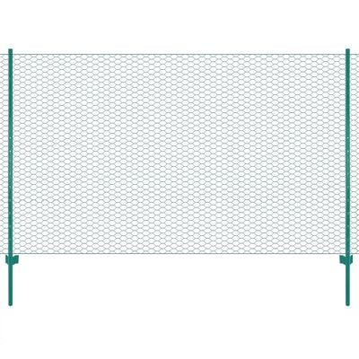 vidaXL Ограда от телена мрежа с колчета, стомана, 25х2 м, зелена