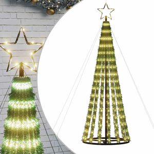 vidaXL Коледна елха светещ конус 275 LED топло бяло 180 см