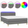 vidaXL Боксспринг легло с матрак и LED, тъмносиво, 140x190 см, плат
