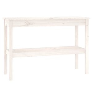 vidaXL Конзолна маса бяла 110x40x75 см борово дърво масив