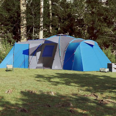 vidaXL Семейна куполна палатка, 12-местна, синя, водоустойчива