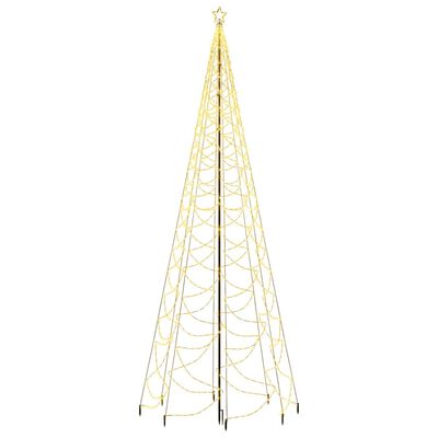 vidaXL Коледно дърво с метален стълб, 1400 LED, топло бяло, 5 м