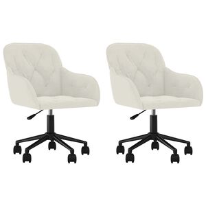 vidaXL Въртящи трапезни столове, 2 бр, кремави, кадифе