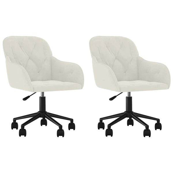 vidaXL Въртящи трапезни столове, 2 бр, кремави, кадифе
