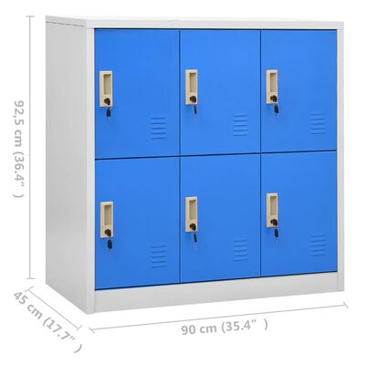 vidaXL Заключващ се шкаф, светлосиво и синьо, 90x45x92,5 см, стомана