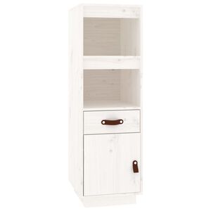 vidaXL Висок шкаф, бял, 34x40x108,5 см, борово дърво масив