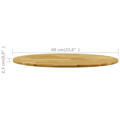 vidaXL Плот за маса, дъб масив, кръгъл, 23 мм, 600 мм
