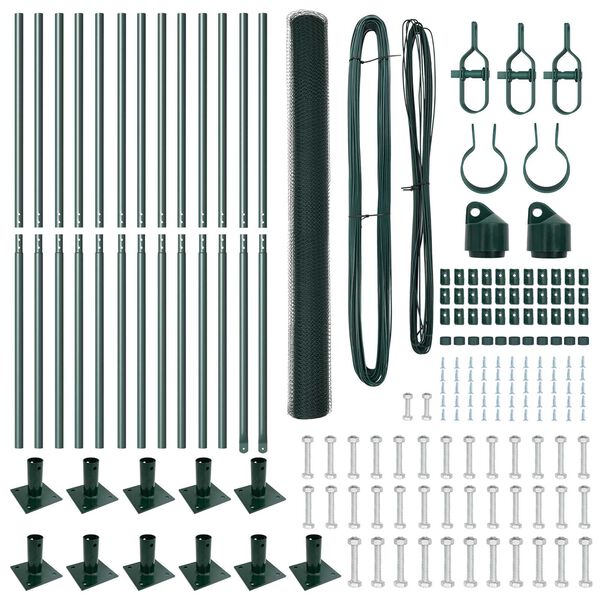 vidaXL Стълб за ограда. Зелен 25 x 1,6 м (25 мм мрежа) Стомана и PVC