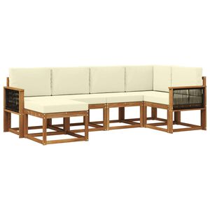 vidaXL Комплект дивани за открито 6 pcs Натурален и Крема