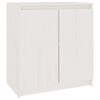 vidaXL Страничен шкаф бял 60x36x65 см борово дърво масив