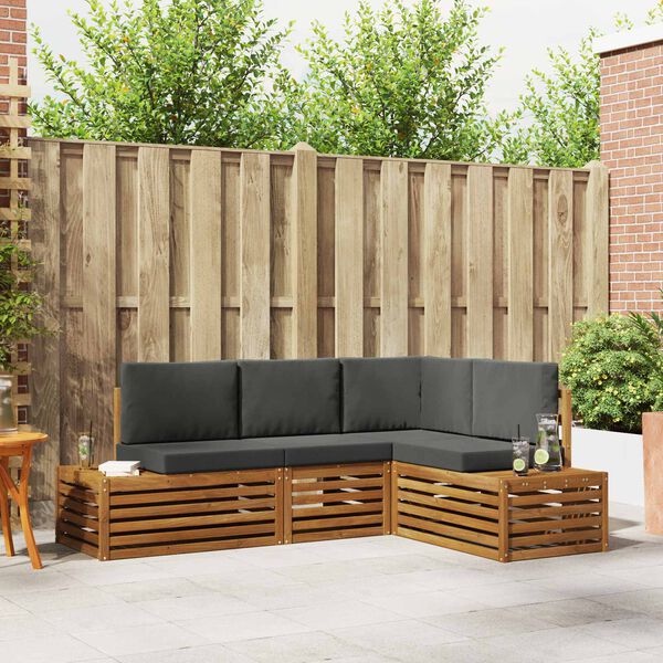 vidaXL Комплект дивани за открито 4 Брой Натурален и Антрацит