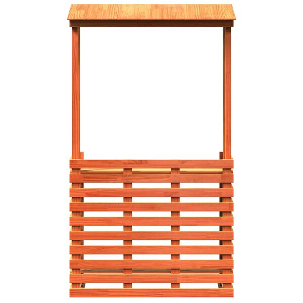 vidaXL Външна бар маса с покрив, восъчнокафяв, 112,5x57x195,5 см