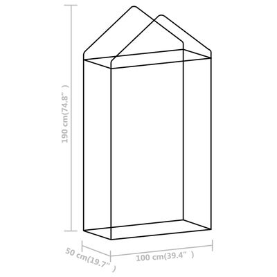 vidaXL Оранжерия със стоманена рамка 0,5 м² 1x0,5x1,9 м