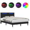vidaXL Рамка за легло с LED ленти Черно 140 x 190 cm Изкуствена