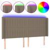 vidaXL LED горна табла за легло, таупе, 203x16x118/128 см, плат