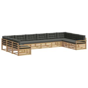 vidaXL Комплекти дивани 10 бр. Бяло и антрацит Polyester