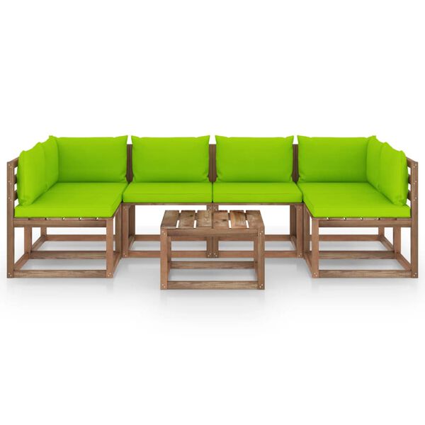 vidaXL Дворен палетен комплект с възглавници 7 части импрегниран бор