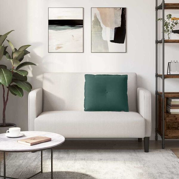 vidaXL Възглавница за гръб Тъмен зелен 60 x 50 cm Кордюрова тъкан