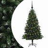 vidaXL Изкуствена коледна елха с топки 150 см 150 LED светодиода