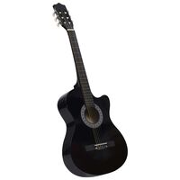 vidaXL Уестърн класическа cutaway китара с 6 струни, черна, 38"