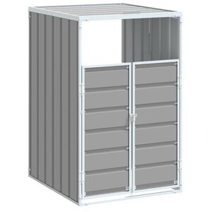 vidaXL Навес за един кош за боклук, сив, 72x81x115 см, стомана