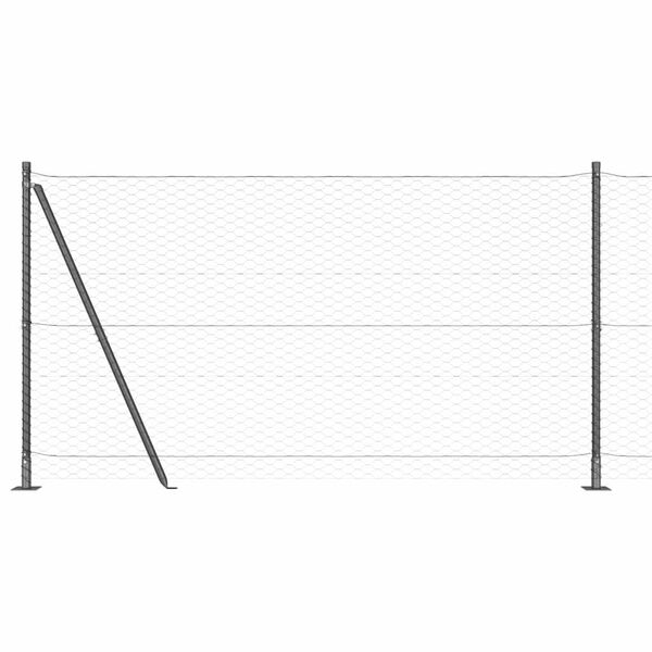 vidaXL Стълб за ограда. Сив 50 x 1,2 м (36 мм мрежа) Стомана и PVC