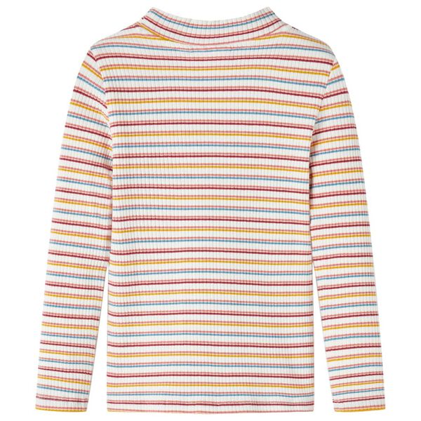 Детска тениска с дълги ръкави, ниска яка, екрю, 104