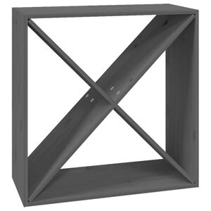 vidaXL Шкаф за вино, сив, 62x25x62 см, борово дърво масив