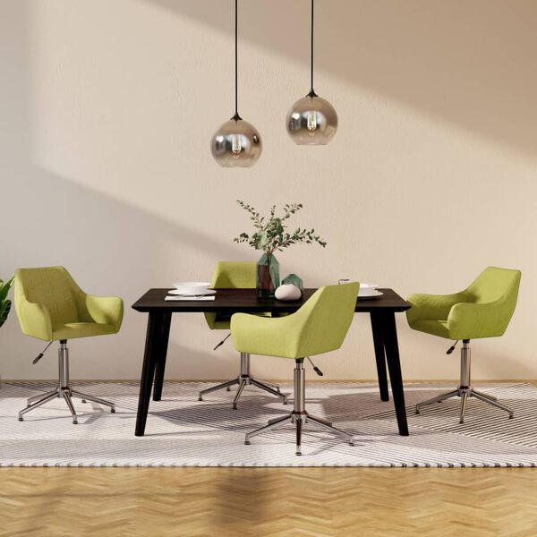 vidaXL Въртящи се трапезни столове, 4 бр, зелени, текстил