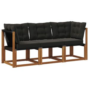 vidaXL Външен среден и ъглов диван с възглавница 3 Брой Естествен