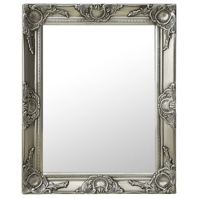 vidaXL Стенно огледало, бароков стил, 50x60 см, сребристо