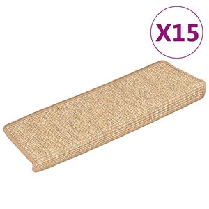 vidaXL Изтривалки за стълби 15 бр. 65x21x4 см светлокафяви с правоъгълен кант