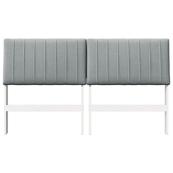 vidaXL Тапицирана табла Светлосиво 150 cm Солидно борово дърво