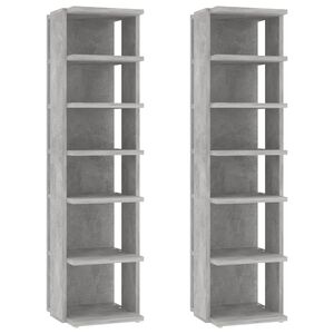 vidaXL Шкафове за обувки, 2 бр, бетонно сиви, 27,5x27x102 см
