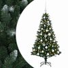 vidaXL Изкуствена коледна елха с топки 120 см 150 LED светодиода