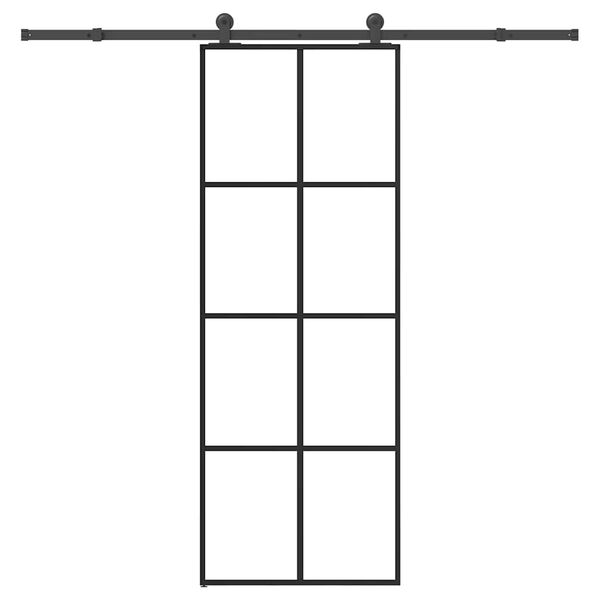 vidaXL Плъзгаща се врата с обков 76x205 см ESG стъкло и алуминий