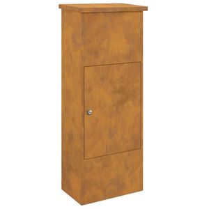 vidaXL Пощенска кутия за пратки с врата Ръждясало 44,5 x 29 x 110,5 см