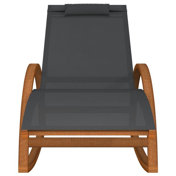 vidaXL Люлеещ се стол сив текстилен и масивно дърво топола