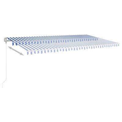 vidaXL Ръчно прибиращ се сенник с прътове, 6x3 м, синьо и бяло