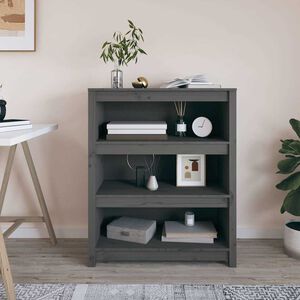 vidaXL Библиотека, сива, 80x35x97 см, бор масив