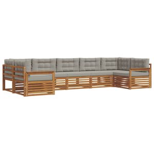 vidaXL Комплект дивани за открито 7 pcs Естествено и светло сиво